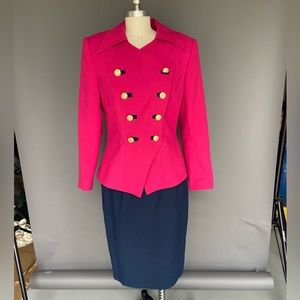 80s hot pink blazer and skirt